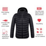 Winter Heated Jacket USB Electric Cotton Coat Zip-up Heater Thermal Clothing Heating Vest For Men - Image 7